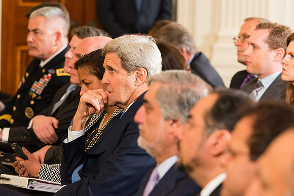 John Kerry and Afghan leaders - East Room White House