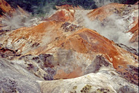 Noboribetsu: Dramatic, sulfurous landscape of the "Hell Valley" in Noboribetsu, showing raw volcanic steam