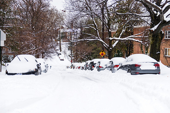 Snow Covered Street in Glover Park, Washington, DC