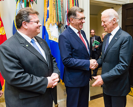 President Joe Biden PM Butkevičius and FM Linkevičius White House