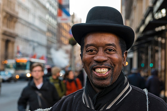 Larger than life sandwich man in NYC