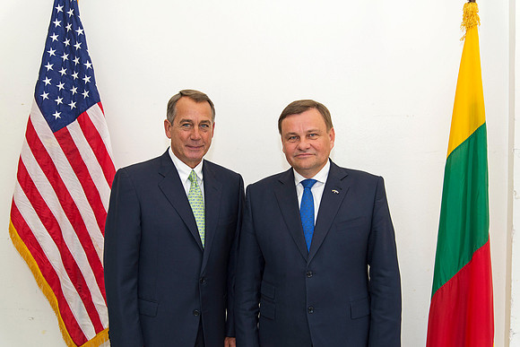 House Speaker Boehner in his office with Speaker of Lithuanian Parliament