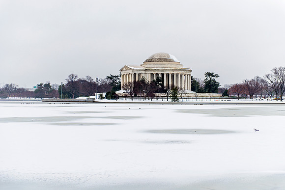 Jefferson Memorial and Snow Covered Tidal Basin