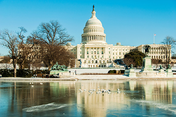 US Capitol and Frozen Reflecting Pool