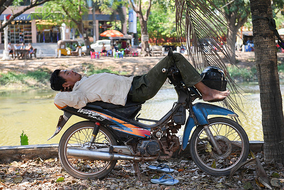 Taking a rest near Answer Wat Cambodia