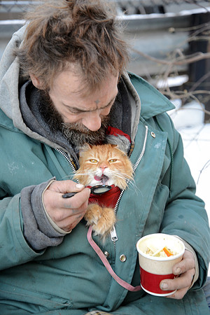 Feeding Cat Soup in Philadephia